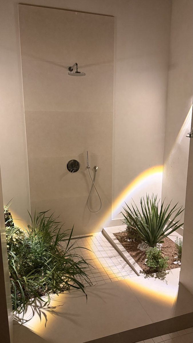 Douche à l'italienne et jardin intérieur