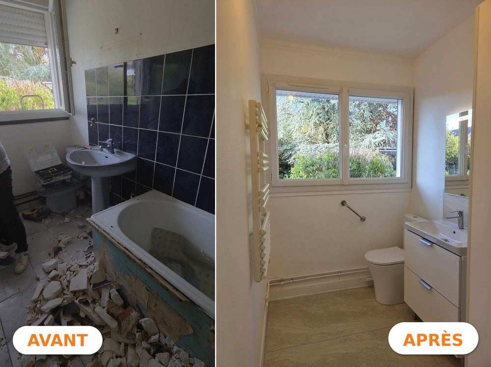 Rénovation de salle de bain à Fontainebleau (avant / après)